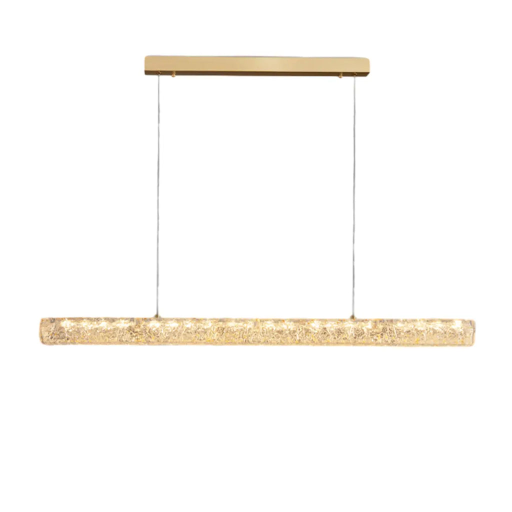 Suspension LED rectangulaire dorée à intensité variable pour îlot de cuisine
