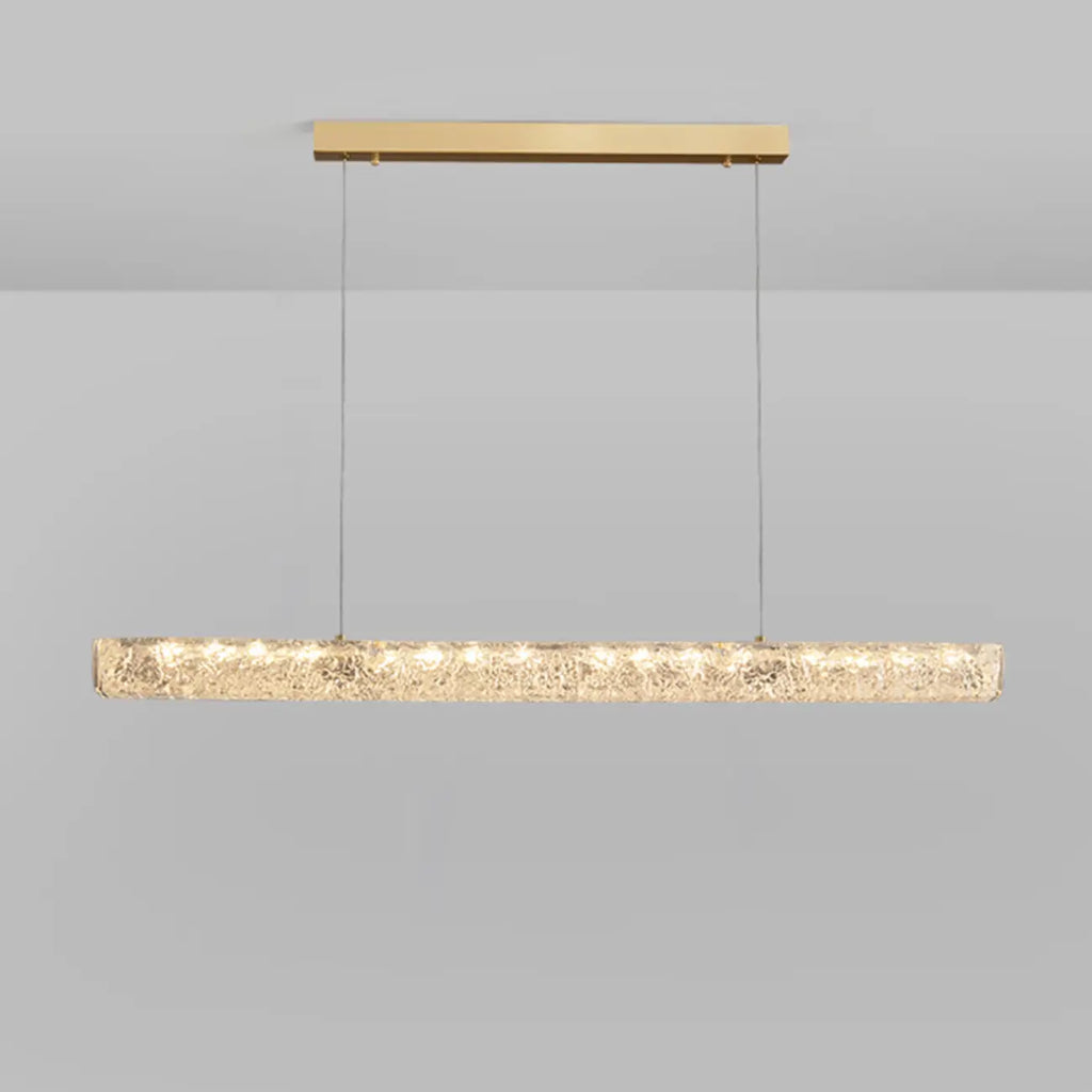 Suspension LED rectangulaire dorée à intensité variable pour îlot de cuisine