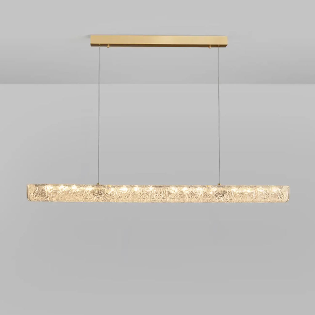 Suspension LED rectangulaire dorée à intensité variable pour îlot de cuisine