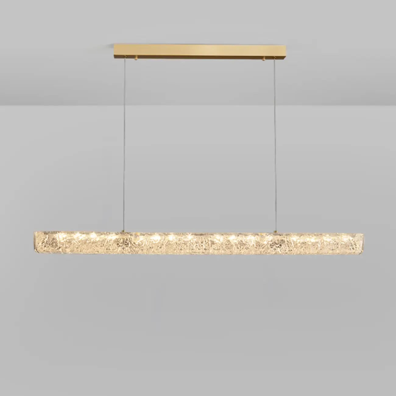 Suspension LED rectangulaire dorée à intensité variable pour îlot de cuisine