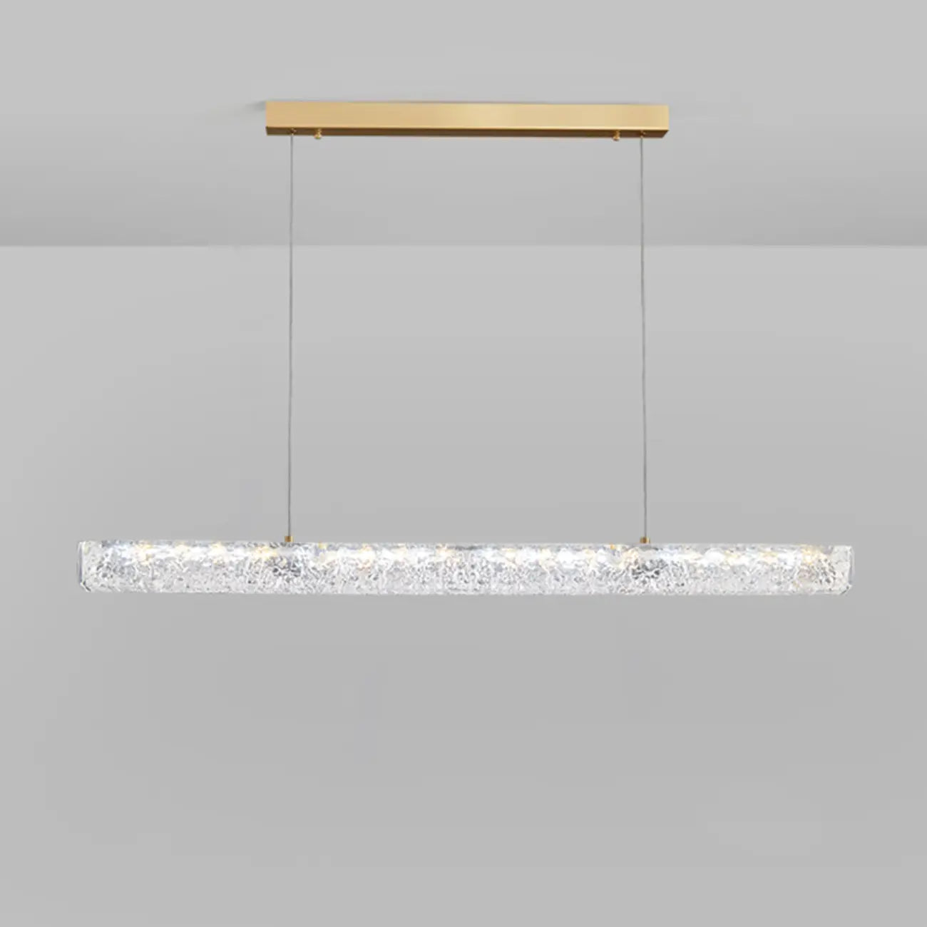 Suspension LED rectangulaire dorée à intensité variable pour îlot de cuisine