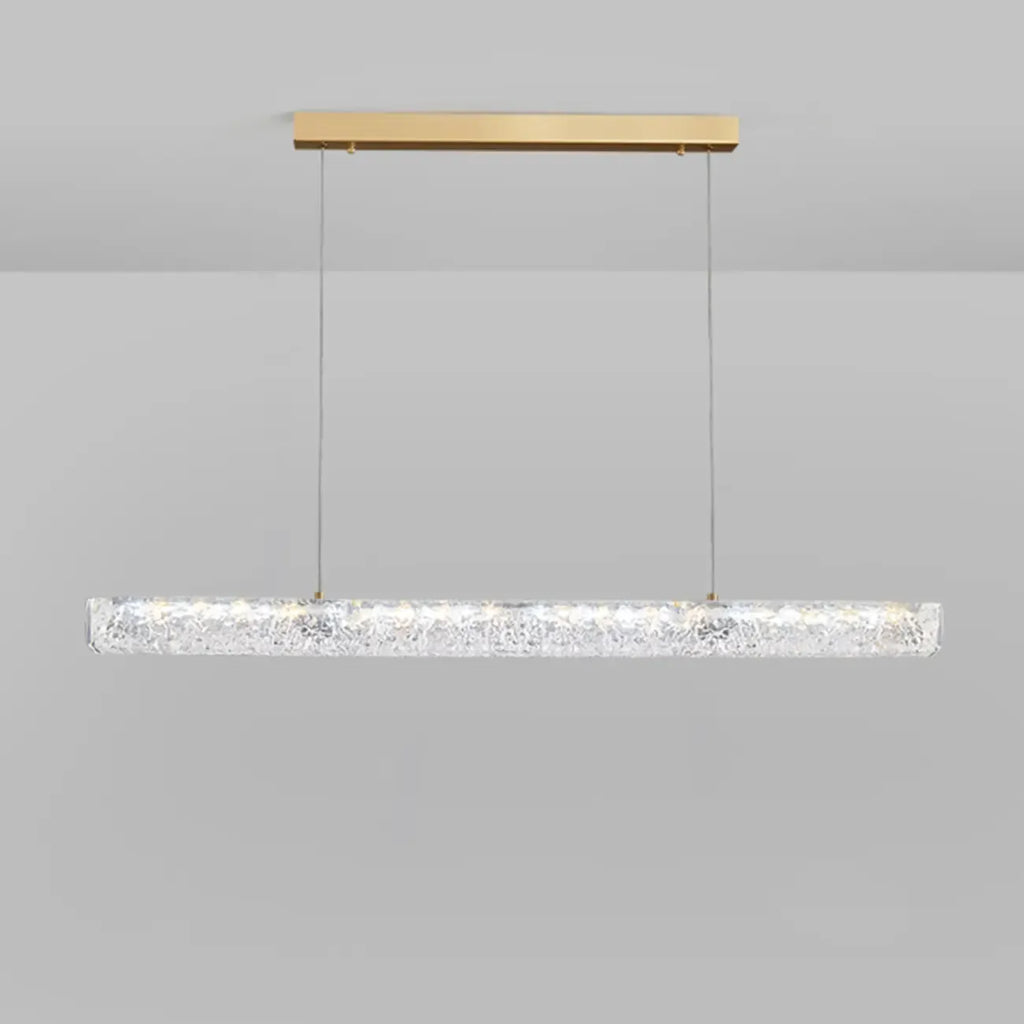 Suspension LED rectangulaire dorée à intensité variable pour îlot de cuisine