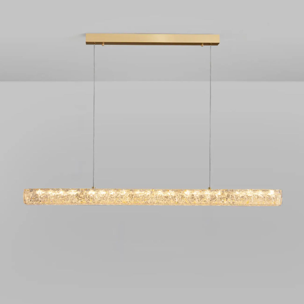 Suspension LED rectangulaire dorée à intensité variable pour îlot de cuisine