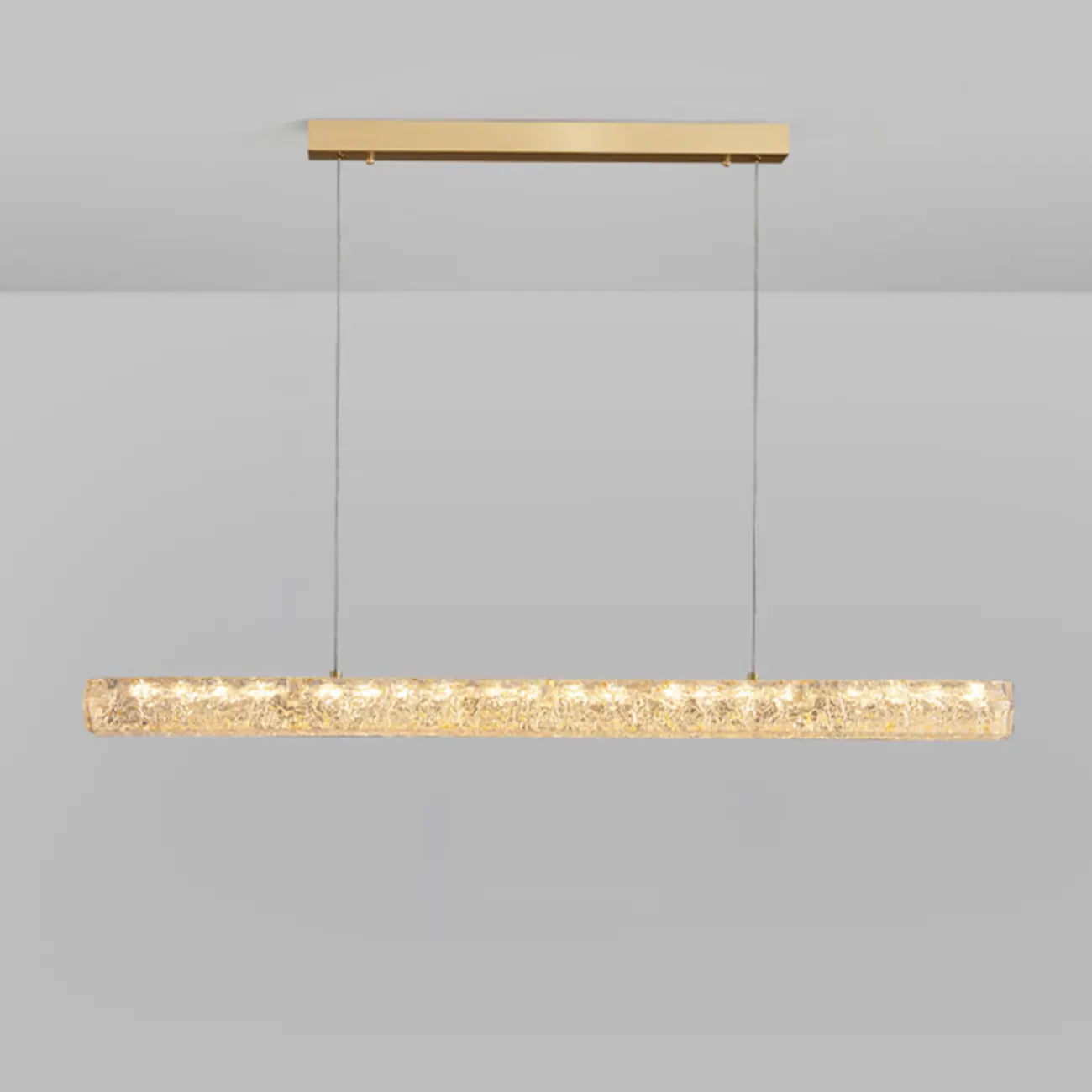 Suspension LED rectangulaire dorée à intensité variable pour îlot de cuisine