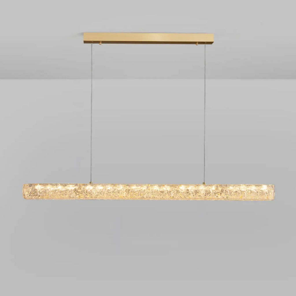 Suspension LED rectangulaire dorée à intensité variable pour îlot de cuisine