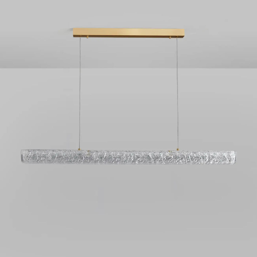 Suspension LED rectangulaire dorée à intensité variable pour îlot de cuisine