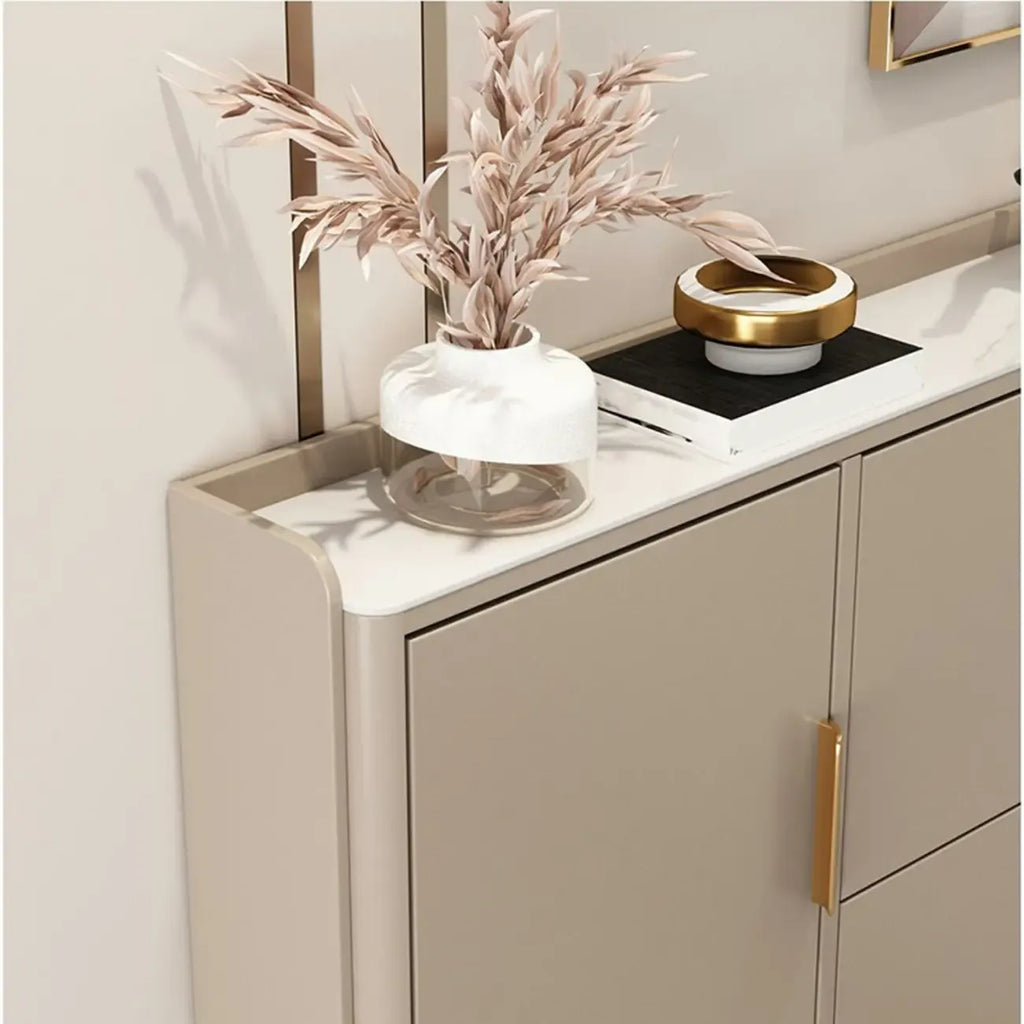 Meuble à chaussures en bois à façade rabattable avec pieds en métal