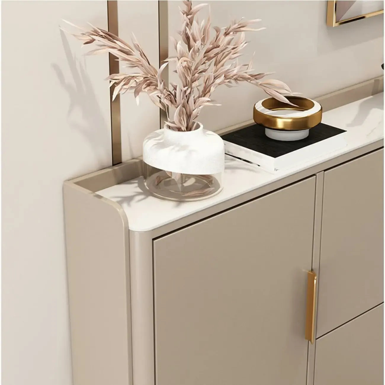 Meuble à chaussures en bois à façade rabattable avec pieds en métal