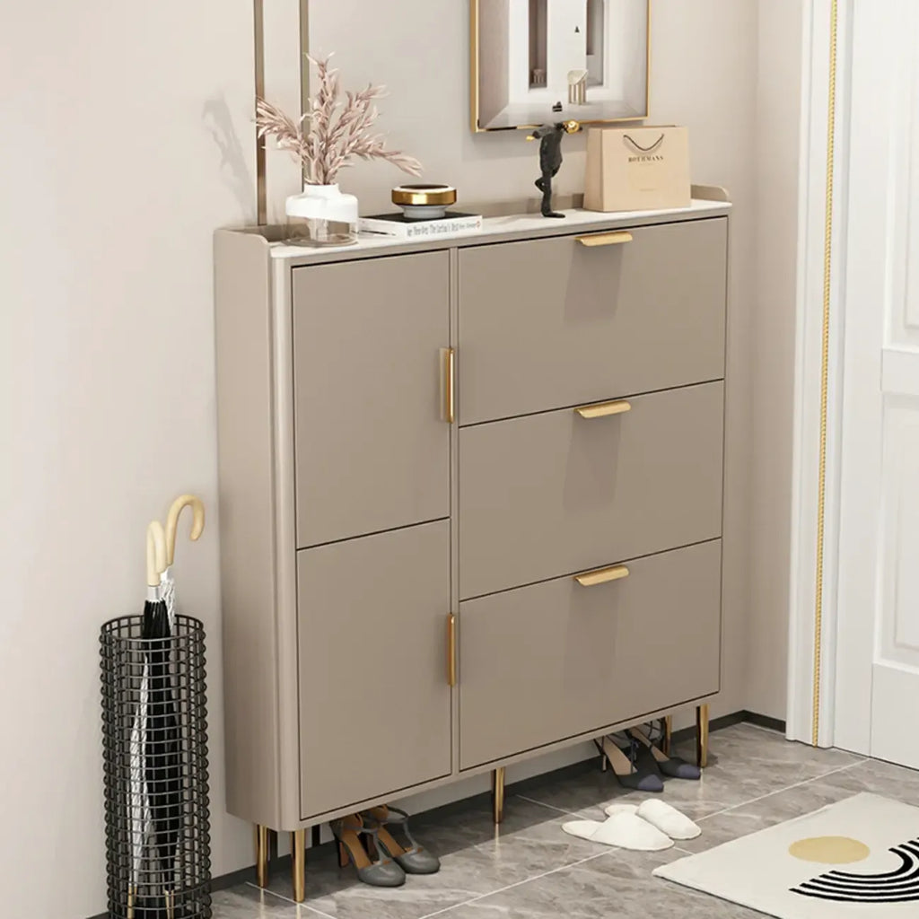 Meuble à chaussures en bois à façade rabattable avec pieds en métal