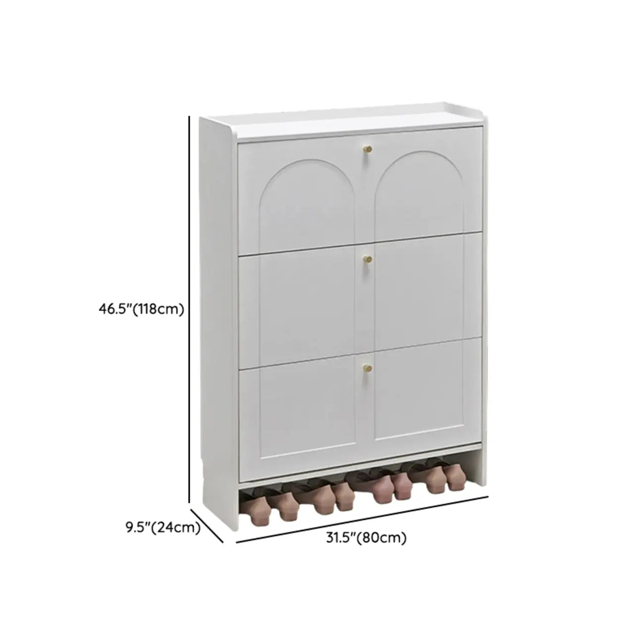 Meuble à chaussures en bois blanc à façade rabattable pour entrée