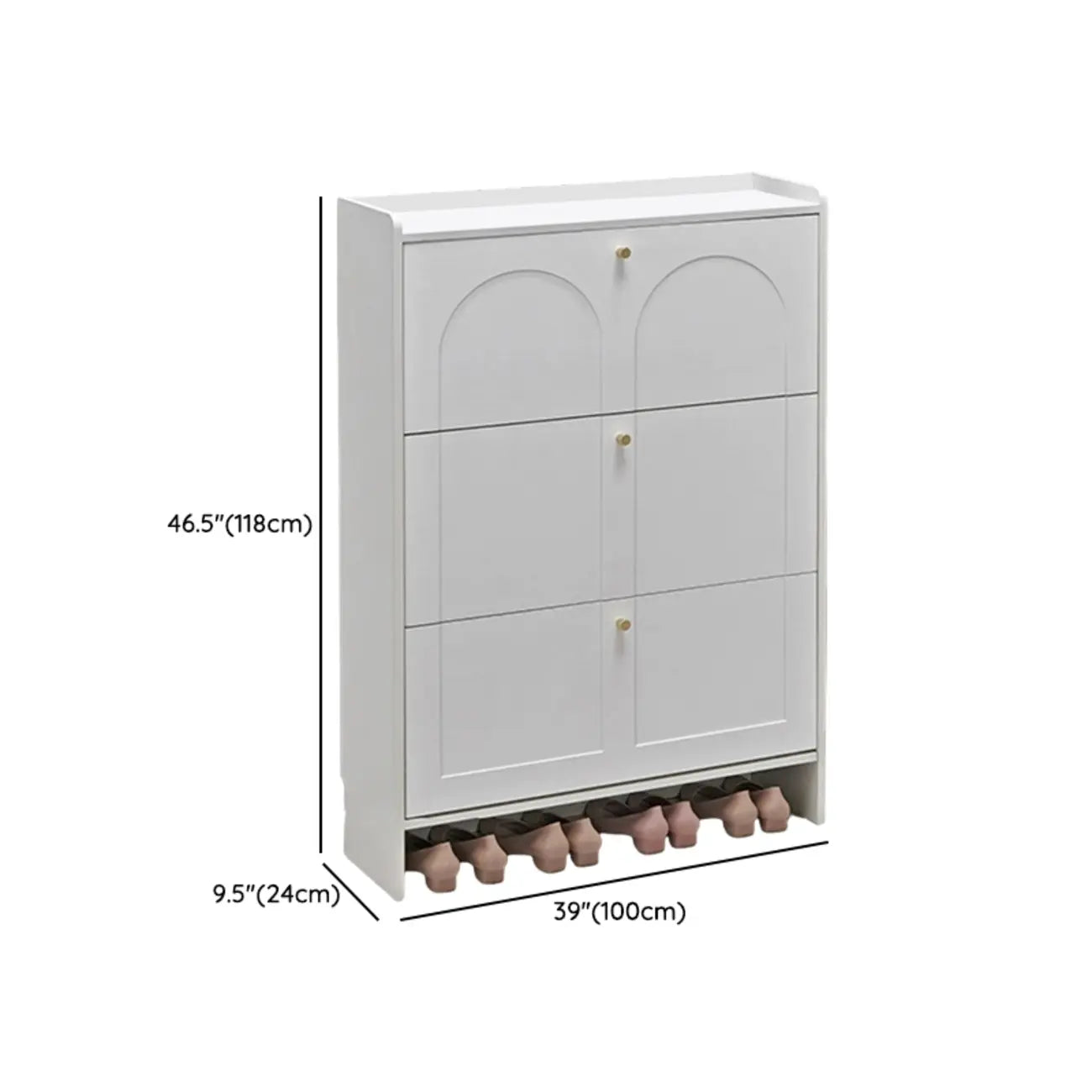 Meuble à chaussures en bois blanc à façade rabattable pour entrée