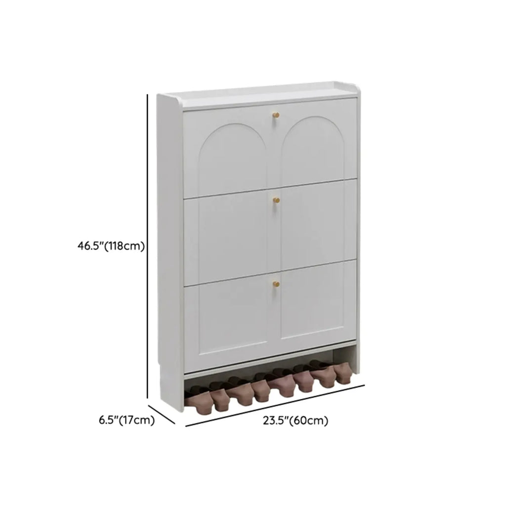 Meuble à chaussures en bois blanc à façade rabattable pour entrée
