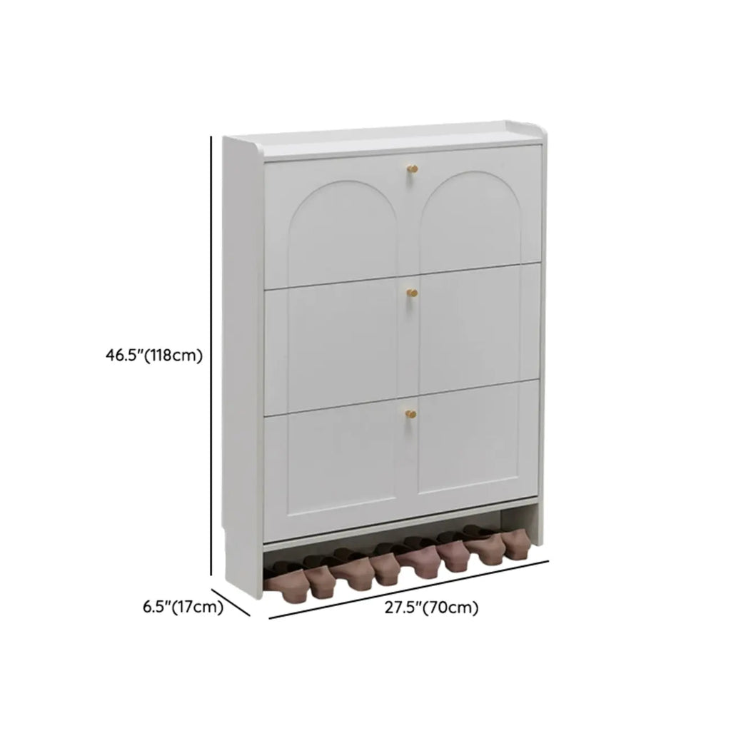 Meuble à chaussures en bois blanc à façade rabattable pour entrée