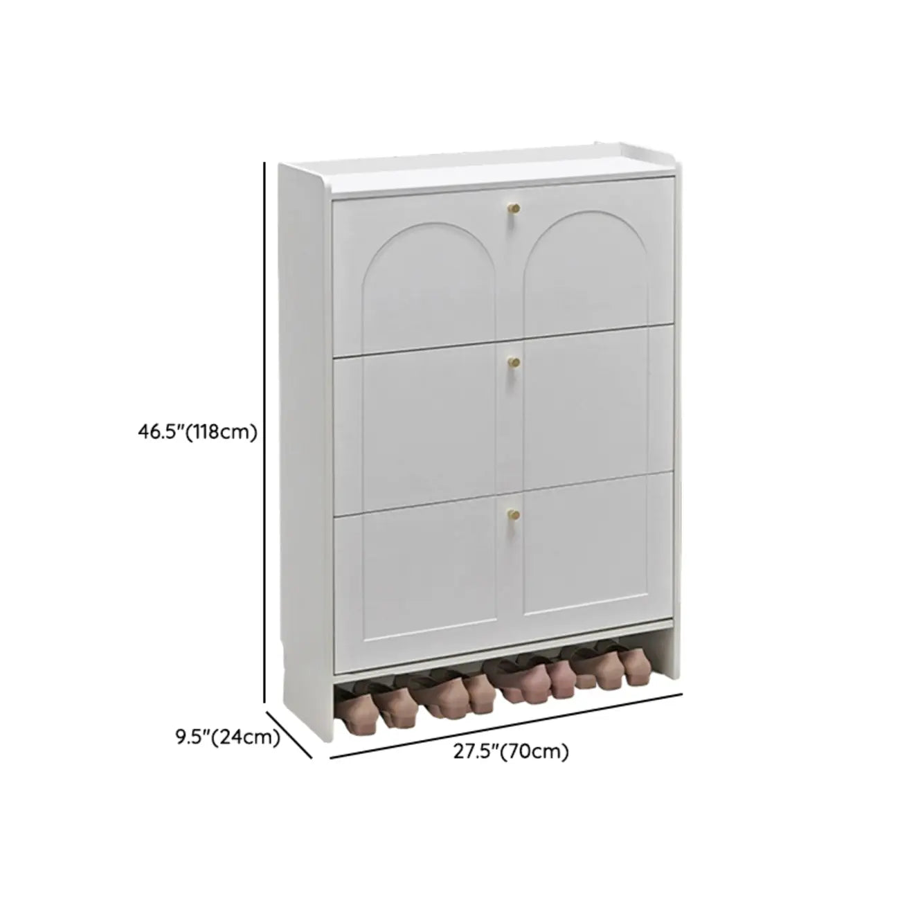 Meuble à chaussures en bois blanc à façade rabattable pour entrée