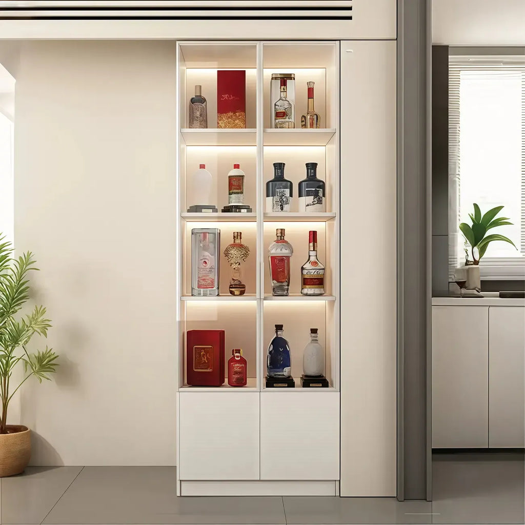 Vitrine à vin moderne en bois blanc avec portes vitrées