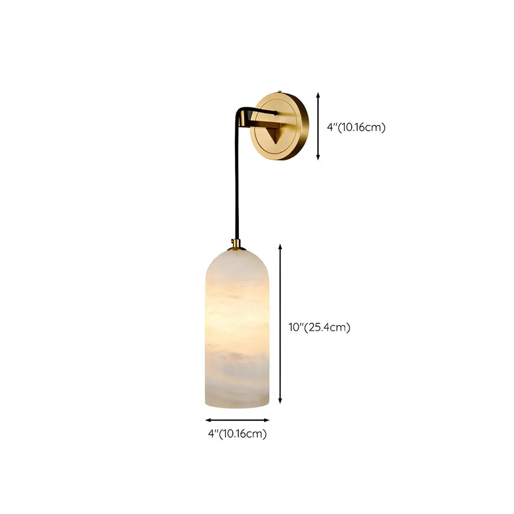 Applique murale cylindrique suspendue moderne en pierre avec éclairage LED pour chambre à coucher