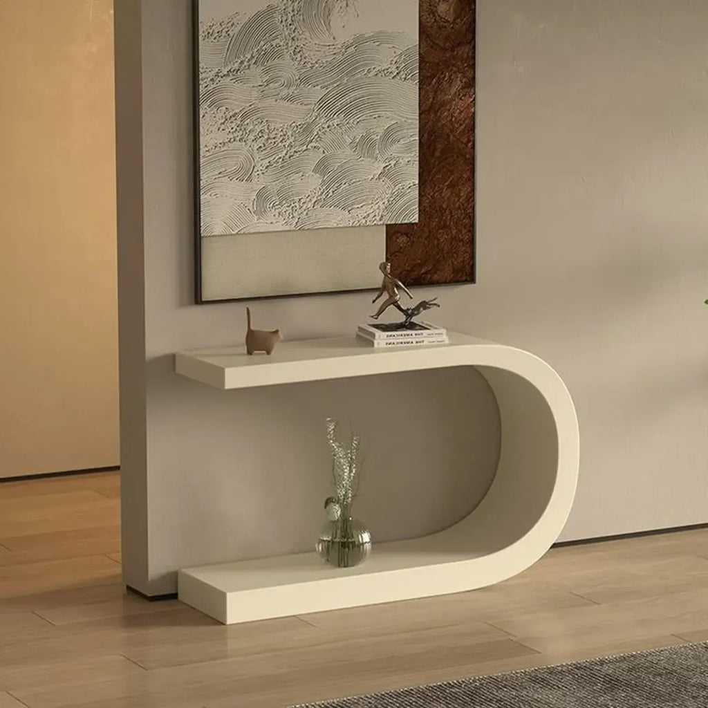 Console étroite en métal blanc en forme de U