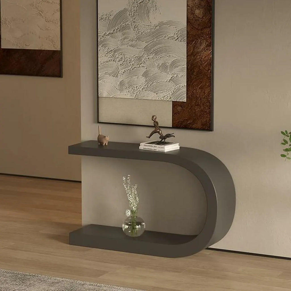 Console étroite en métal blanc en forme de U