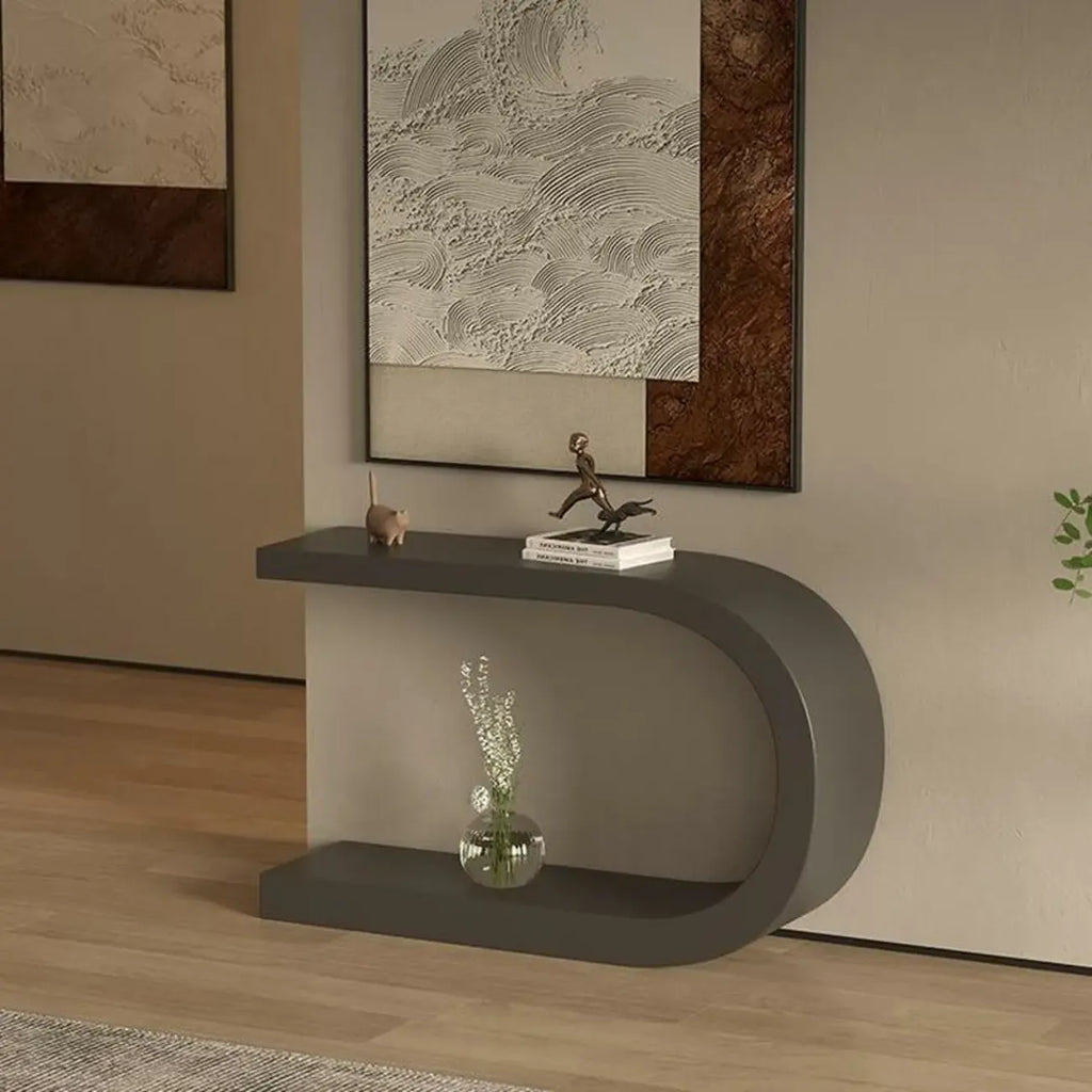 Console étroite en métal blanc en forme de U