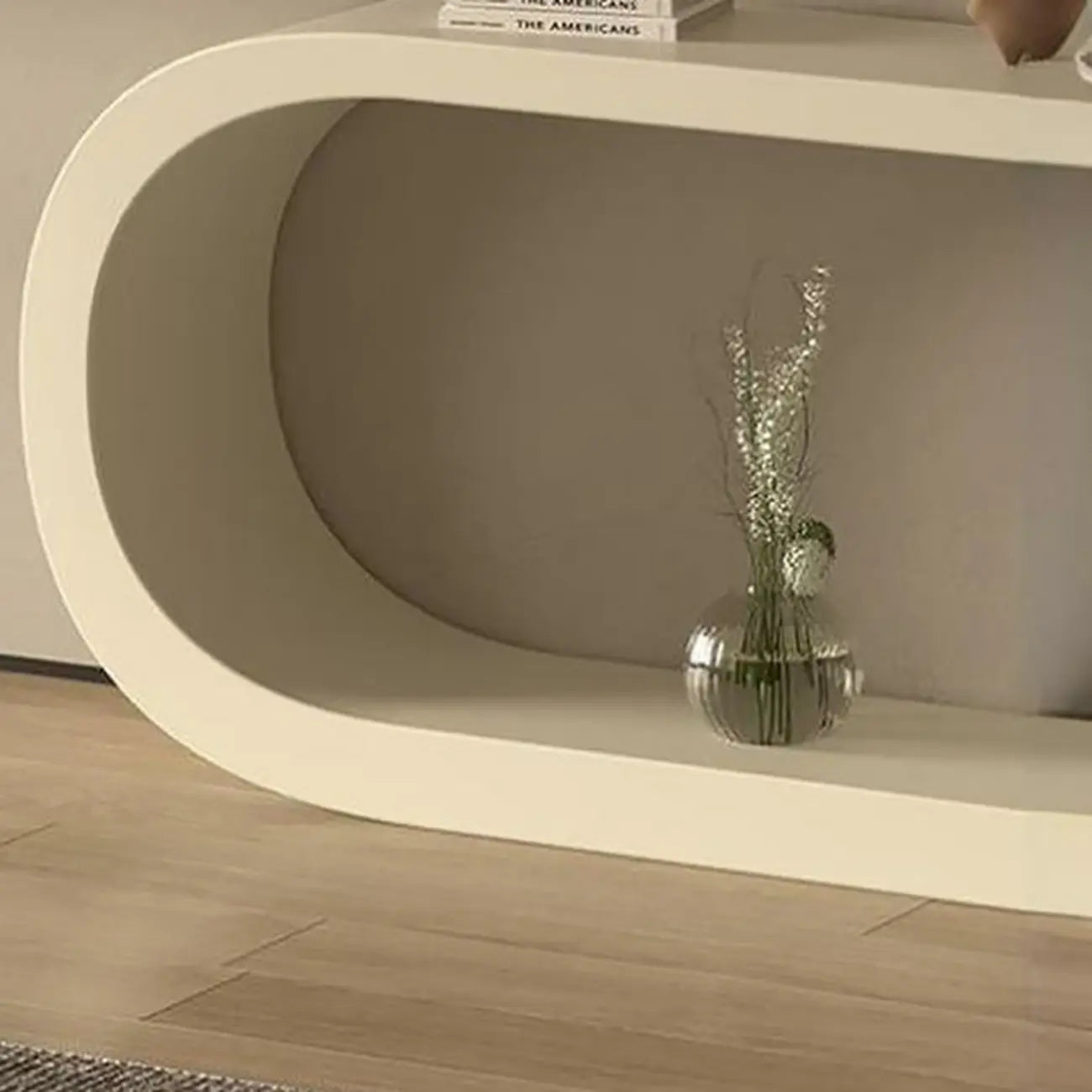 Console étroite en métal blanc en forme de U