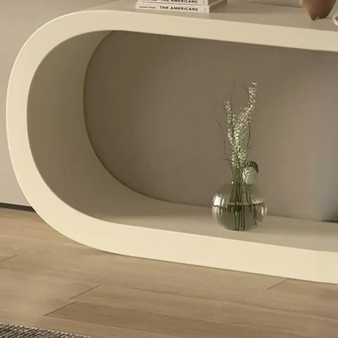 Console étroite en métal blanc en forme de U