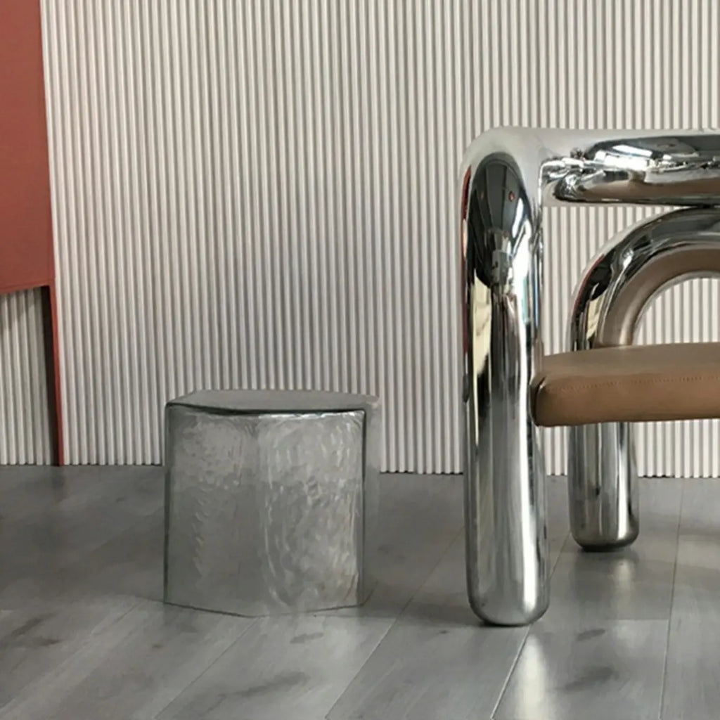 Table d'appoint hexagonale moderne en verre bleu pour salon