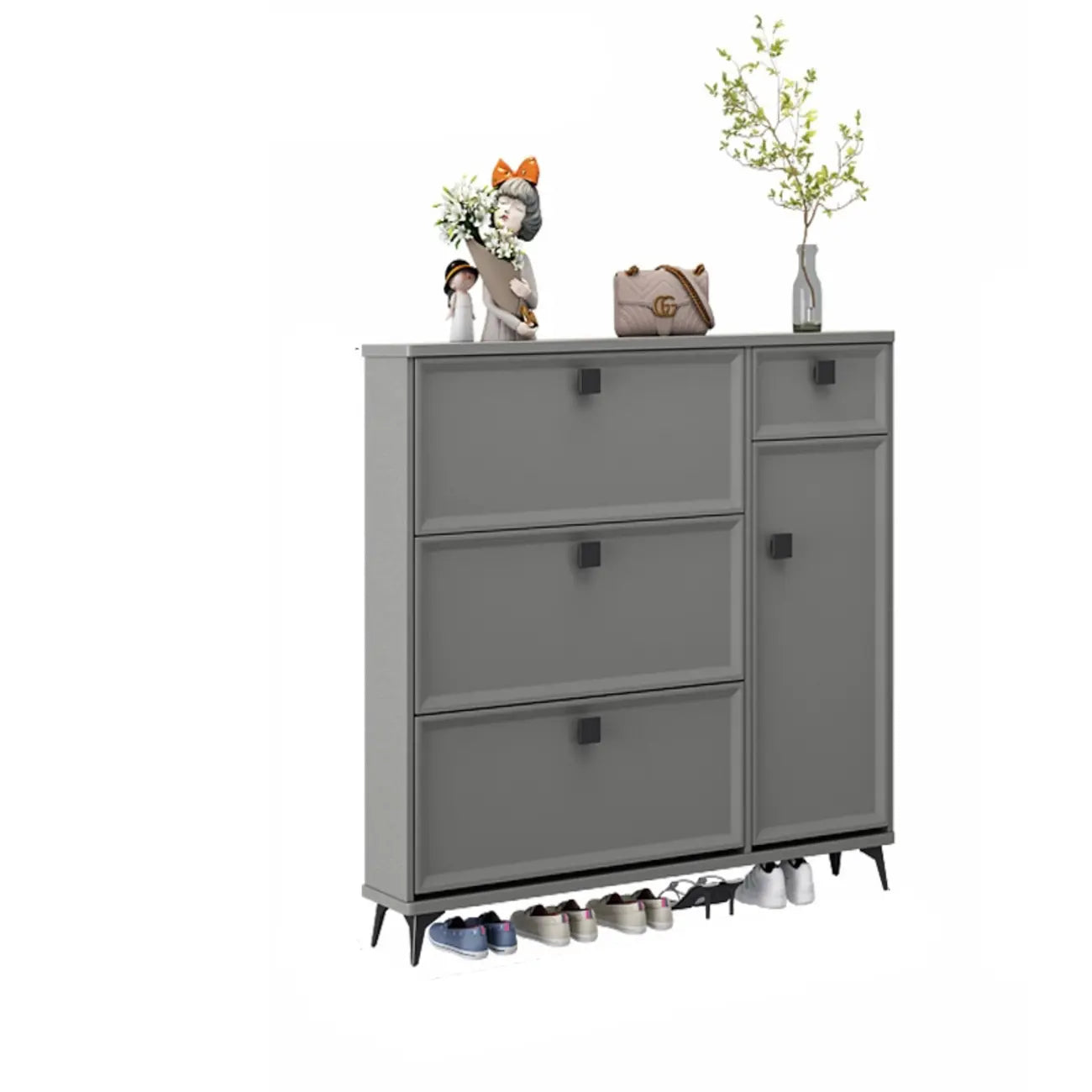 Meuble à chaussures contemporain en bois vert pour entrée