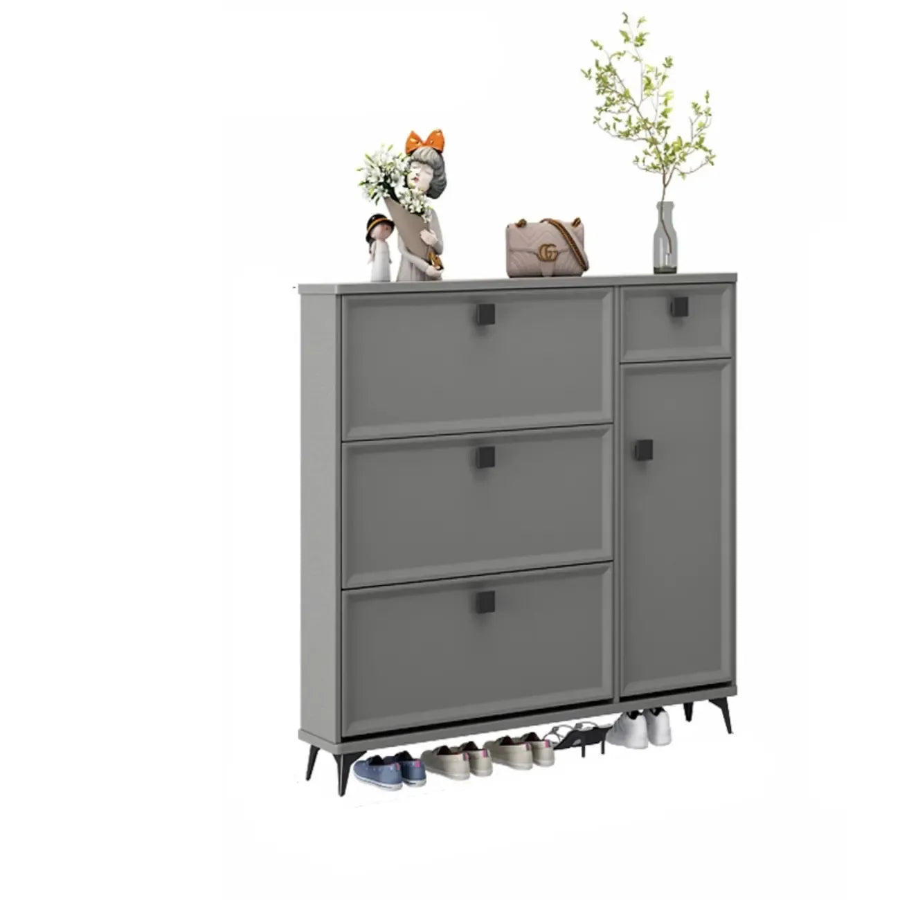 Meuble à chaussures contemporain en bois vert pour entrée