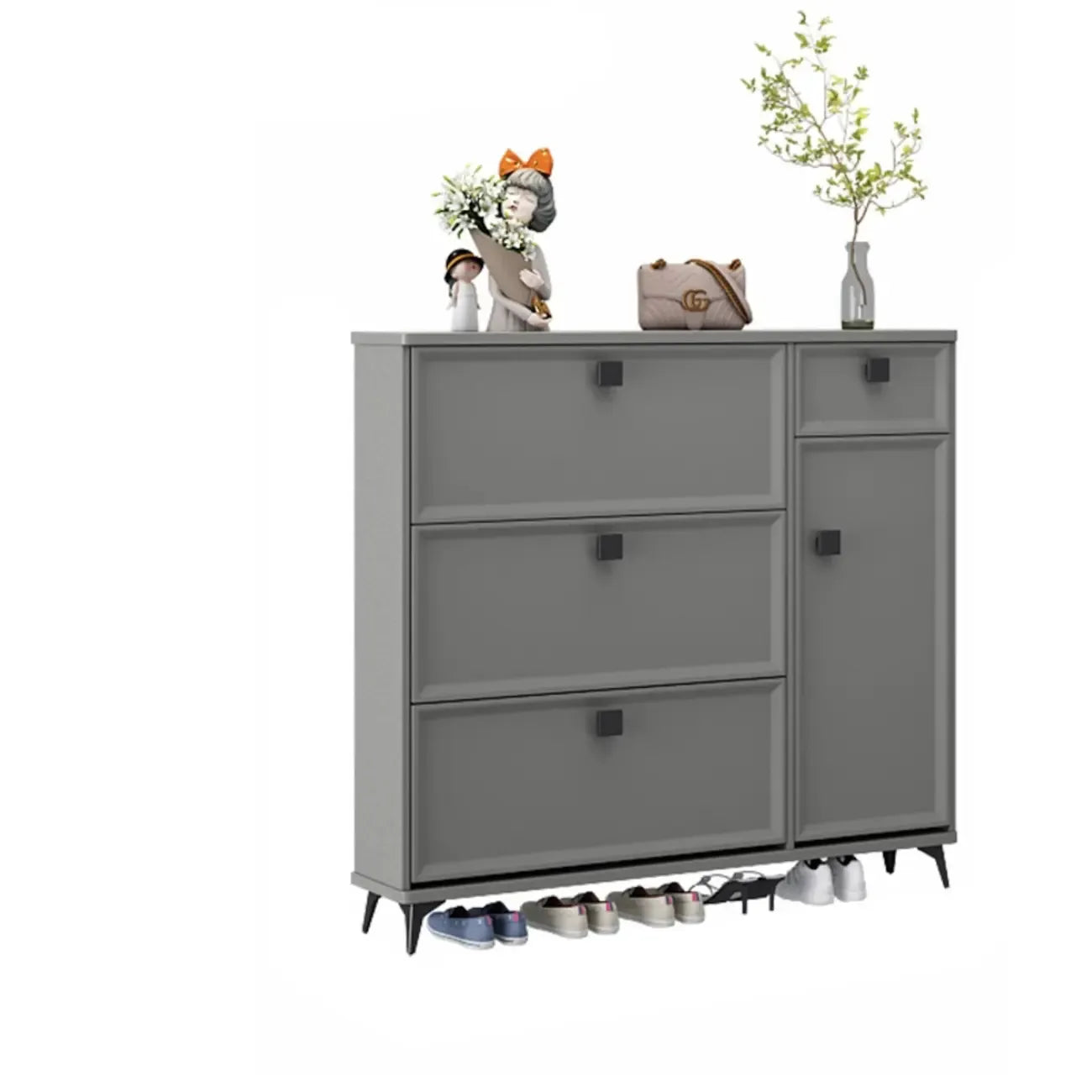 Meuble à chaussures contemporain en bois vert pour entrée