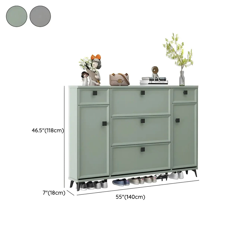 Meuble à chaussures contemporain en bois vert pour entrée