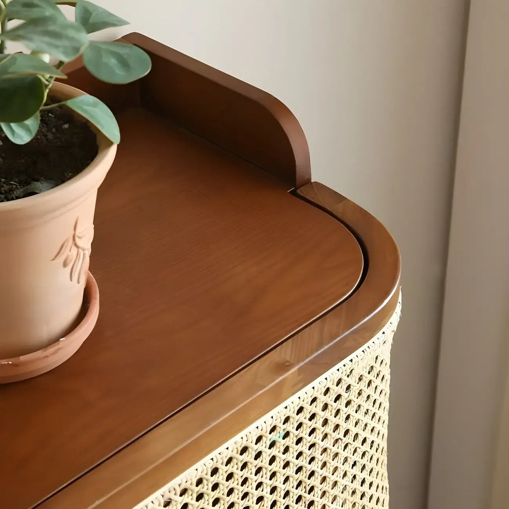 Meuble à chaussures bohème à 6 niveaux en bois massif avec porte