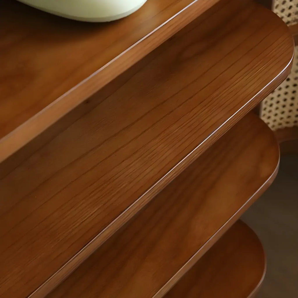 Meuble à chaussures bohème à 6 niveaux en bois massif avec porte