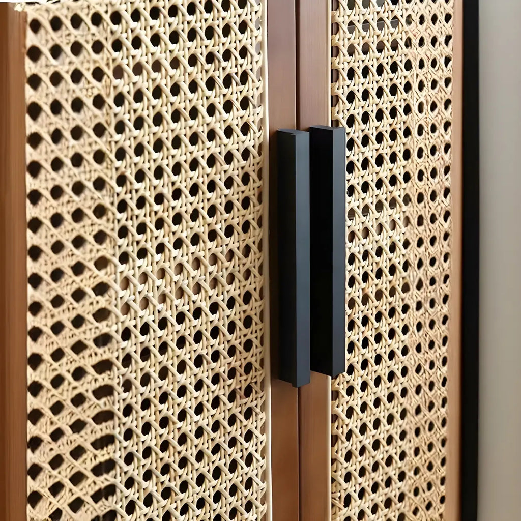 Meuble à chaussures bohème à 6 niveaux en bois massif avec porte