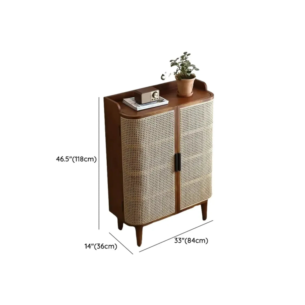 Meuble à chaussures bohème à 6 niveaux en bois massif avec porte