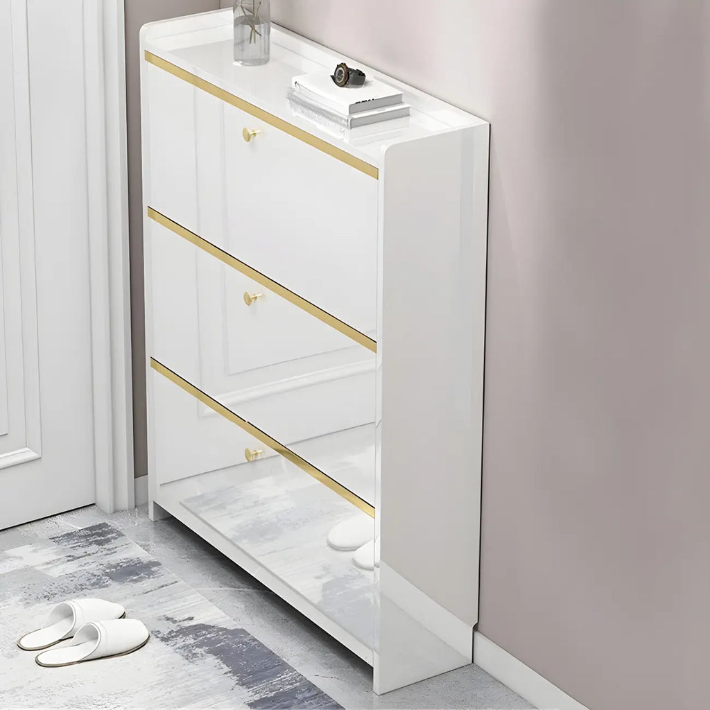 Meuble de rangement à chaussures noir glamour pour entrée avec étagères réglables