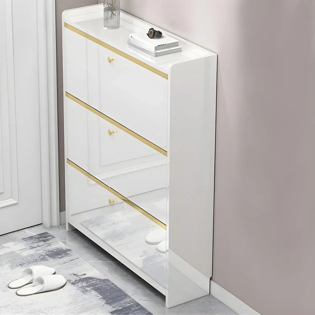 Meuble de rangement à chaussures noir glamour pour entrée avec étagères réglables