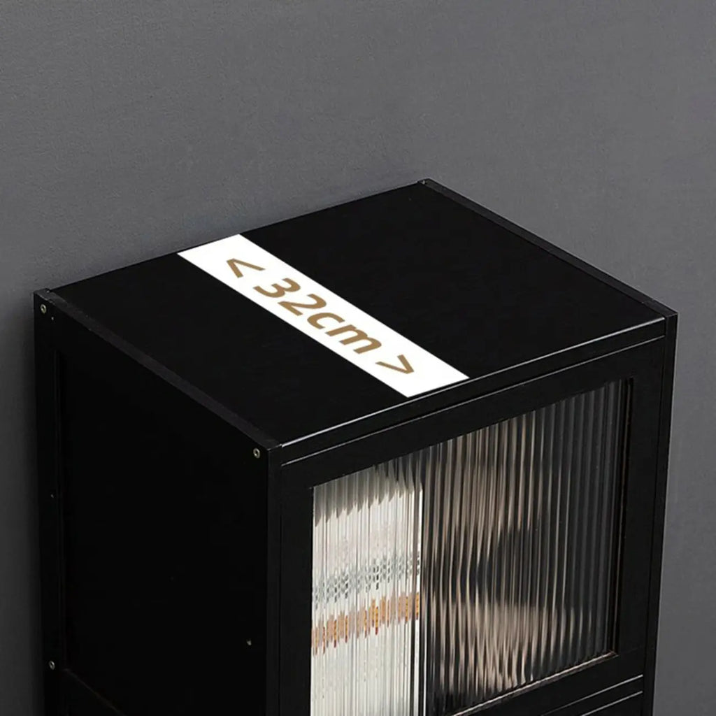 Élégante vitrine en bambou noir et verre pour salon