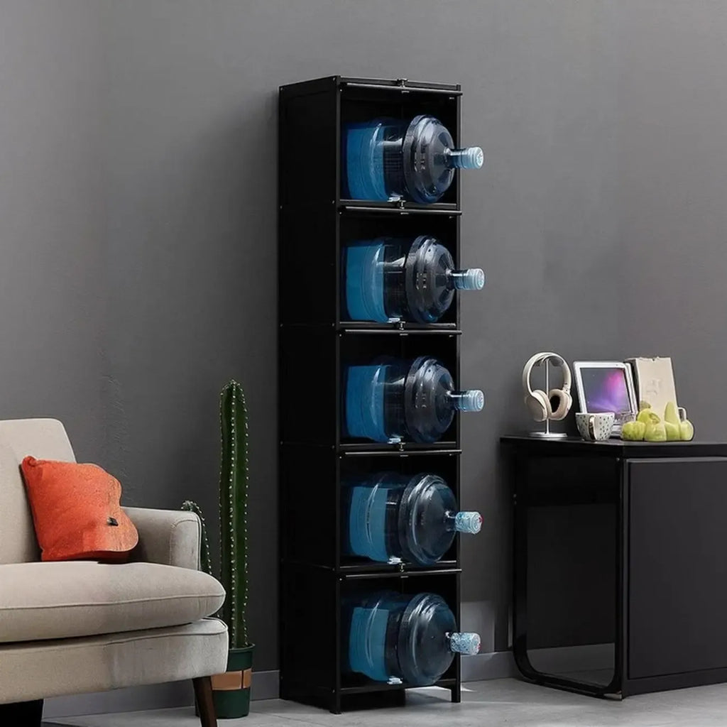 Élégante vitrine en bambou noir et verre pour salon