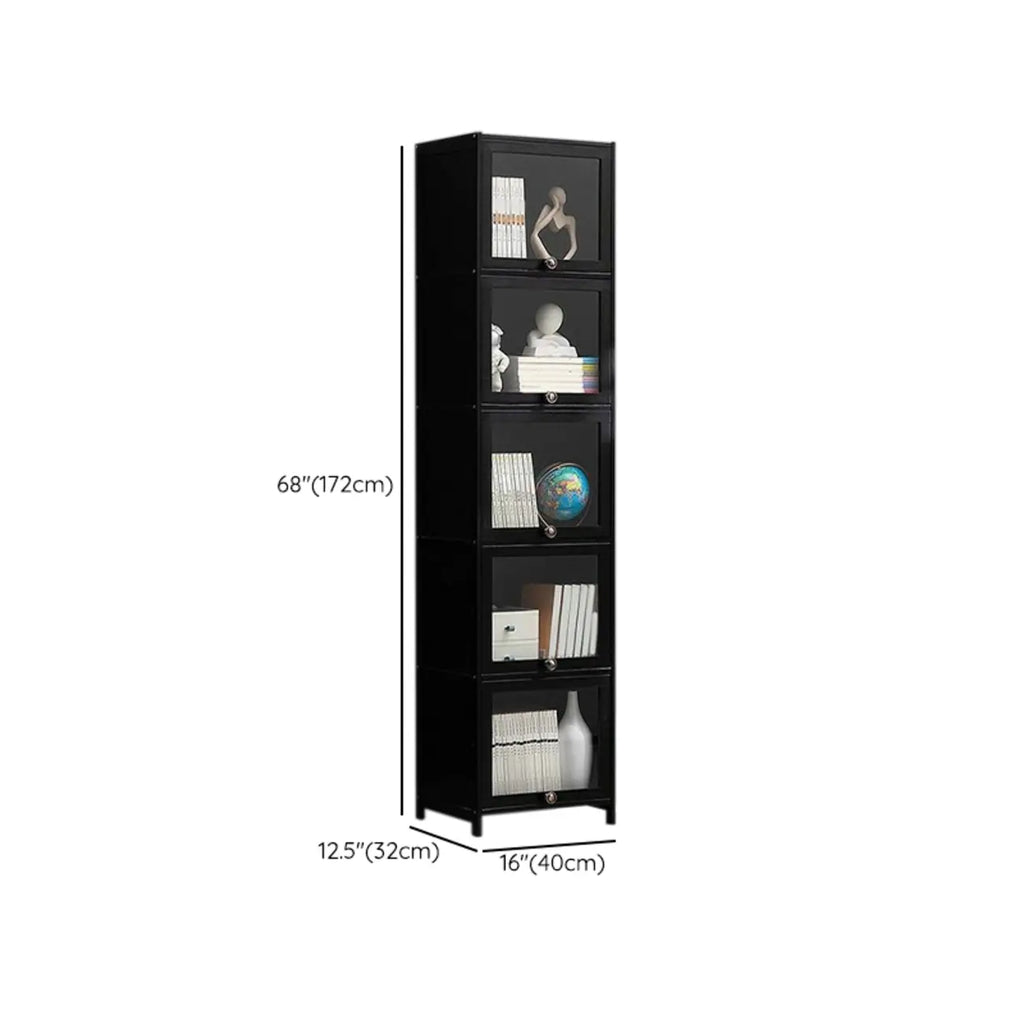 Élégante vitrine en bambou noir et verre pour salon