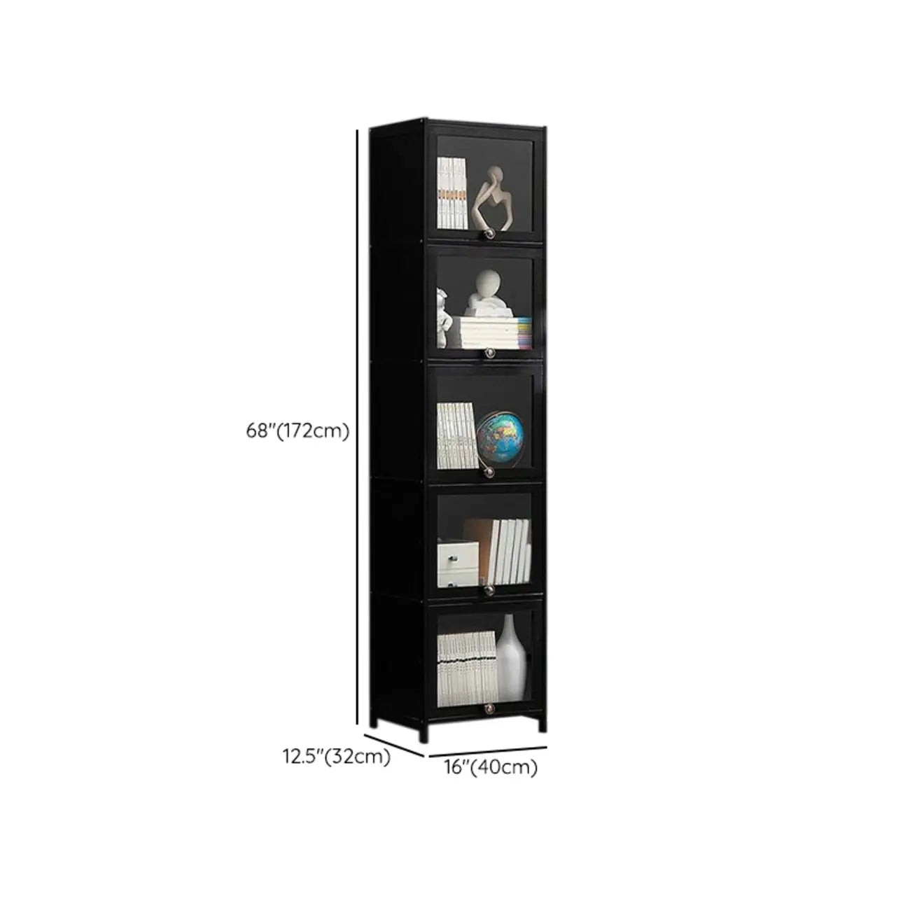 Élégante vitrine en bambou noir et verre pour salon