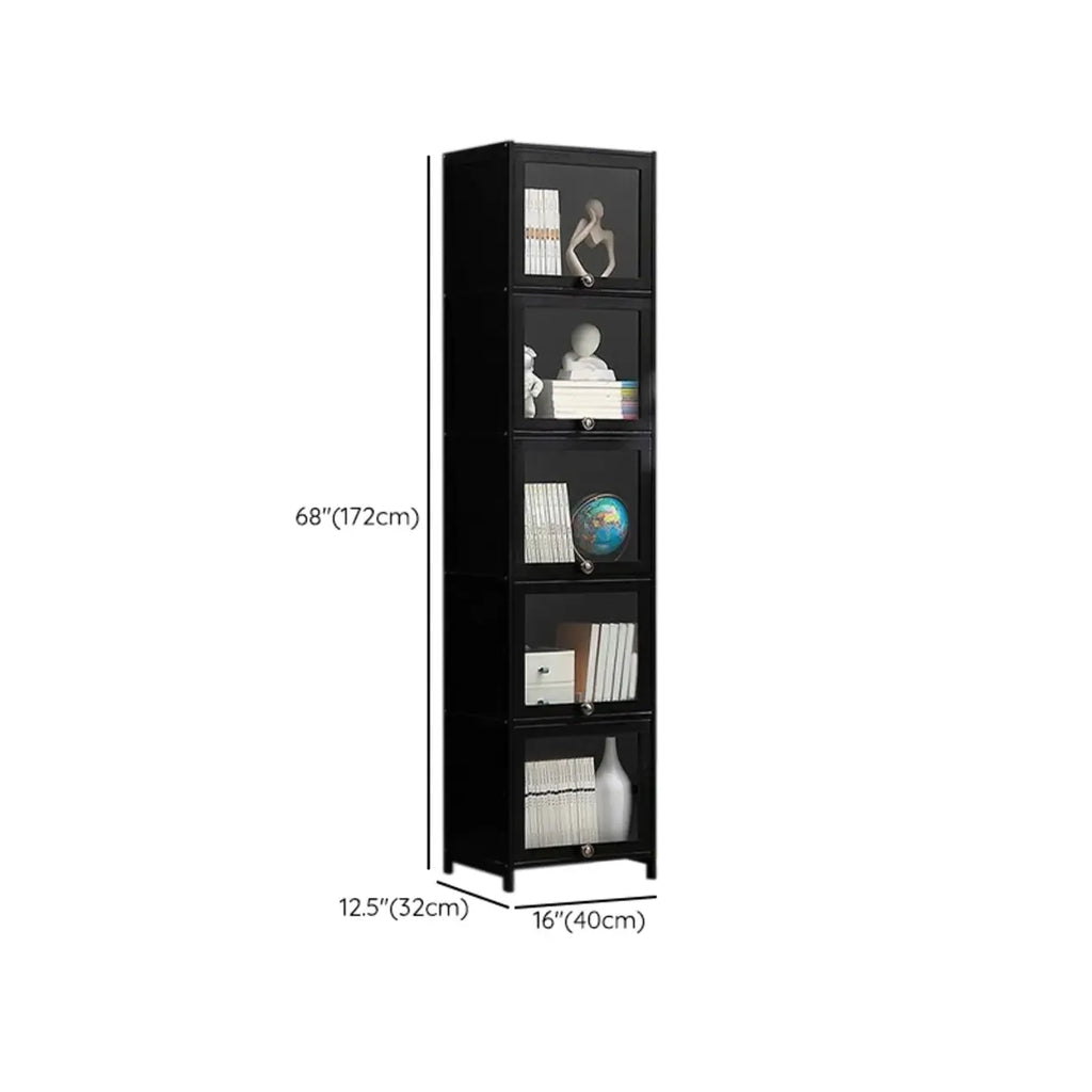 Élégante vitrine en bambou noir et verre pour salon