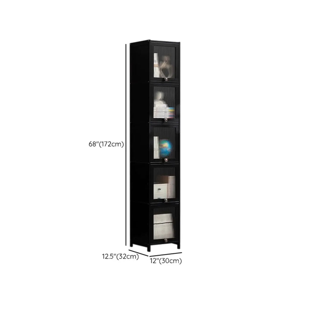 Élégante vitrine en bambou noir et verre pour salon