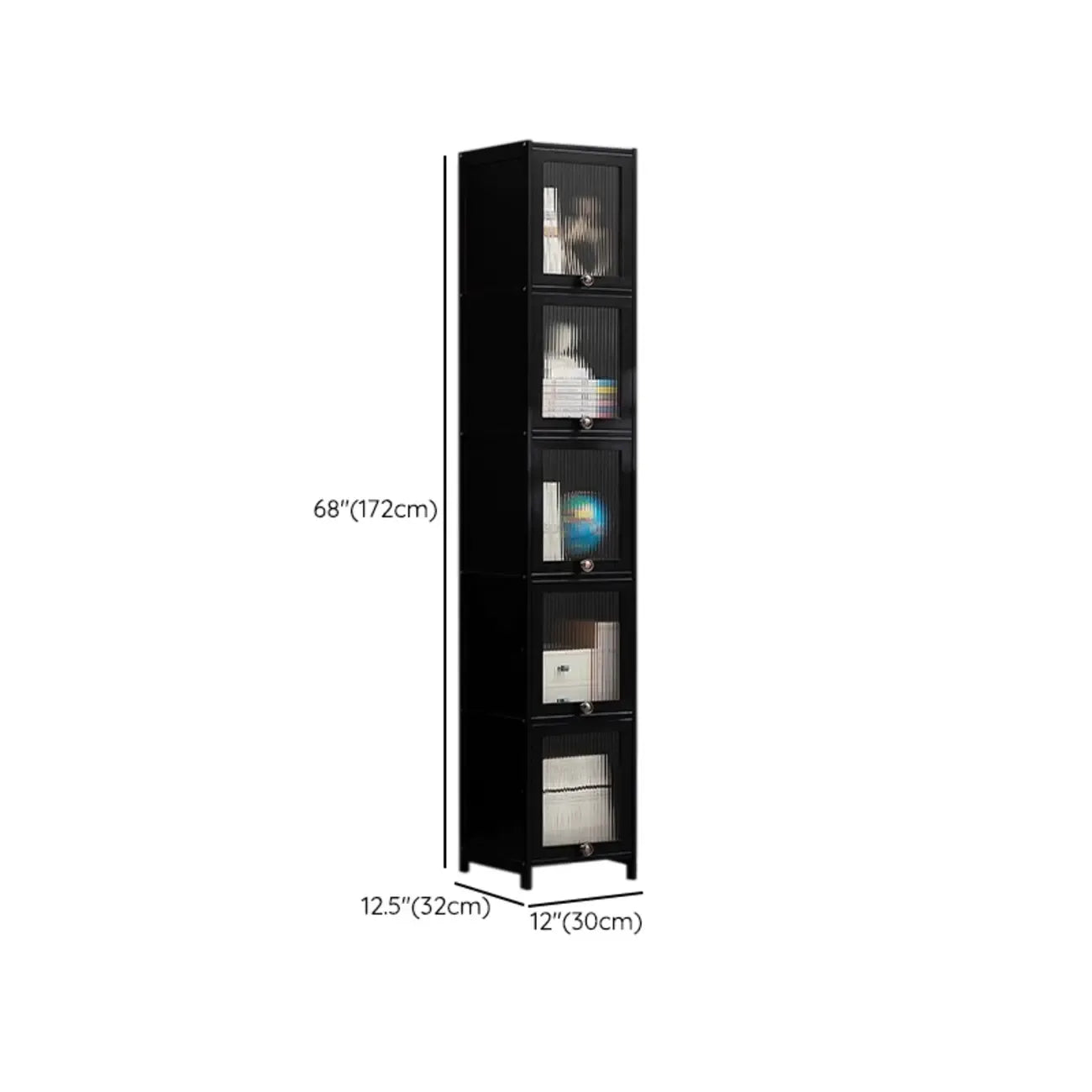 Élégante vitrine en bambou noir et verre pour salon