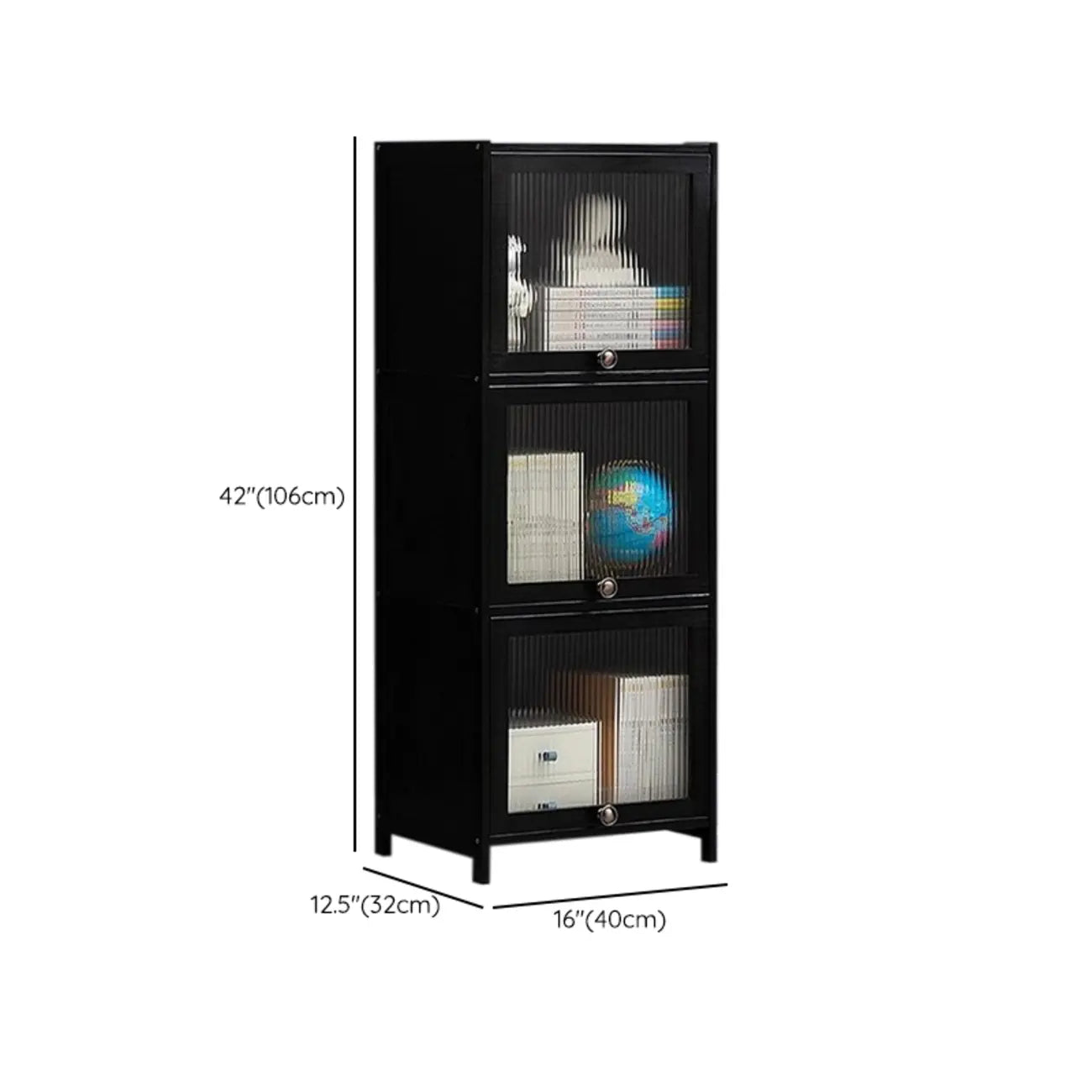 Élégante vitrine en bambou noir et verre pour salon