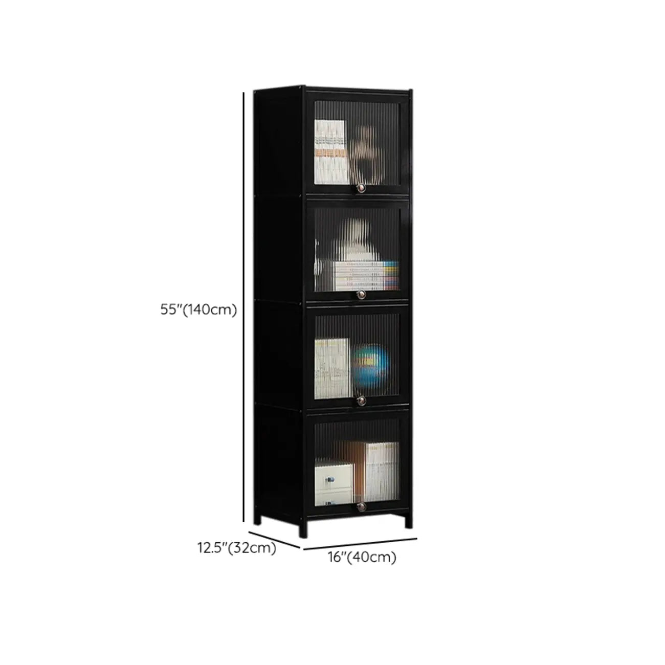 Élégante vitrine en bambou noir et verre pour salon