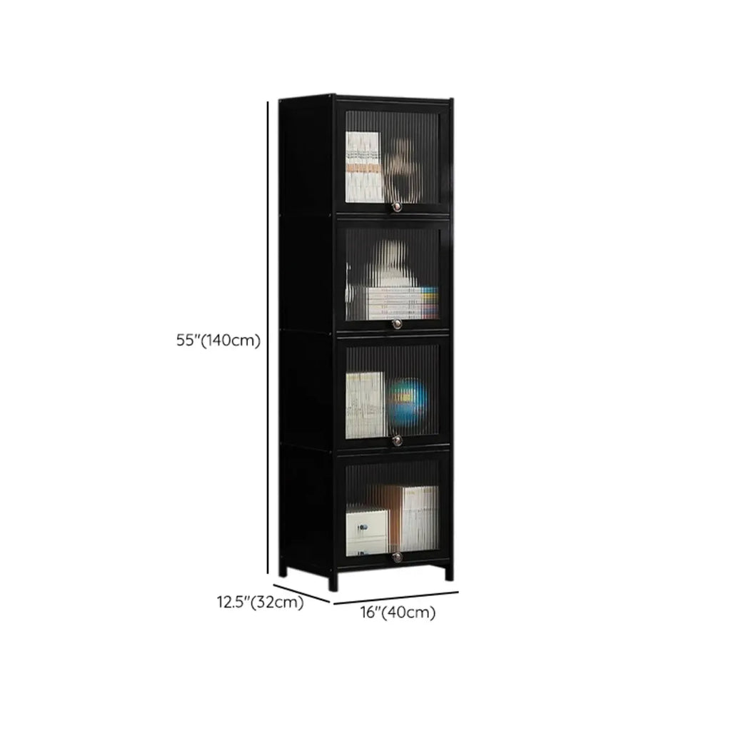 Élégante vitrine en bambou noir et verre pour salon