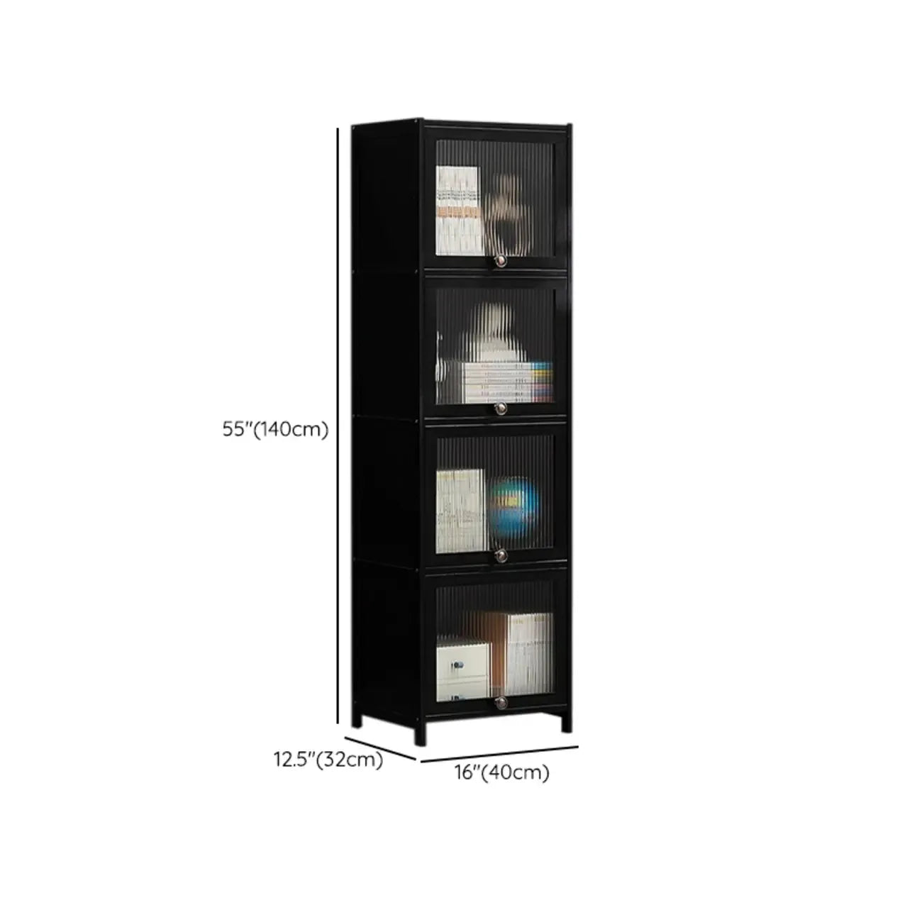 Élégante vitrine en bambou noir et verre pour salon