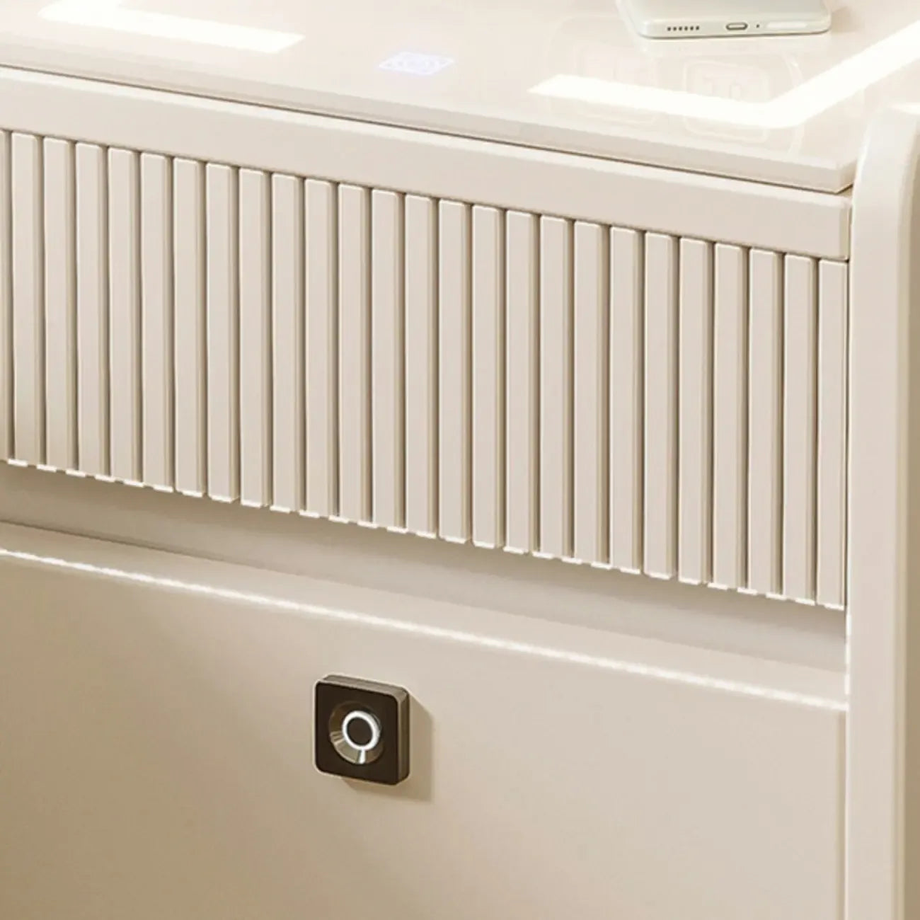 Table de chevet élégante et polyvalente en bois blanc avec serrure à empreinte digitale