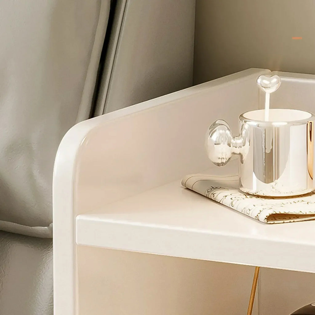 Table de chevet élégante et polyvalente en bois blanc avec serrure à empreinte digitale