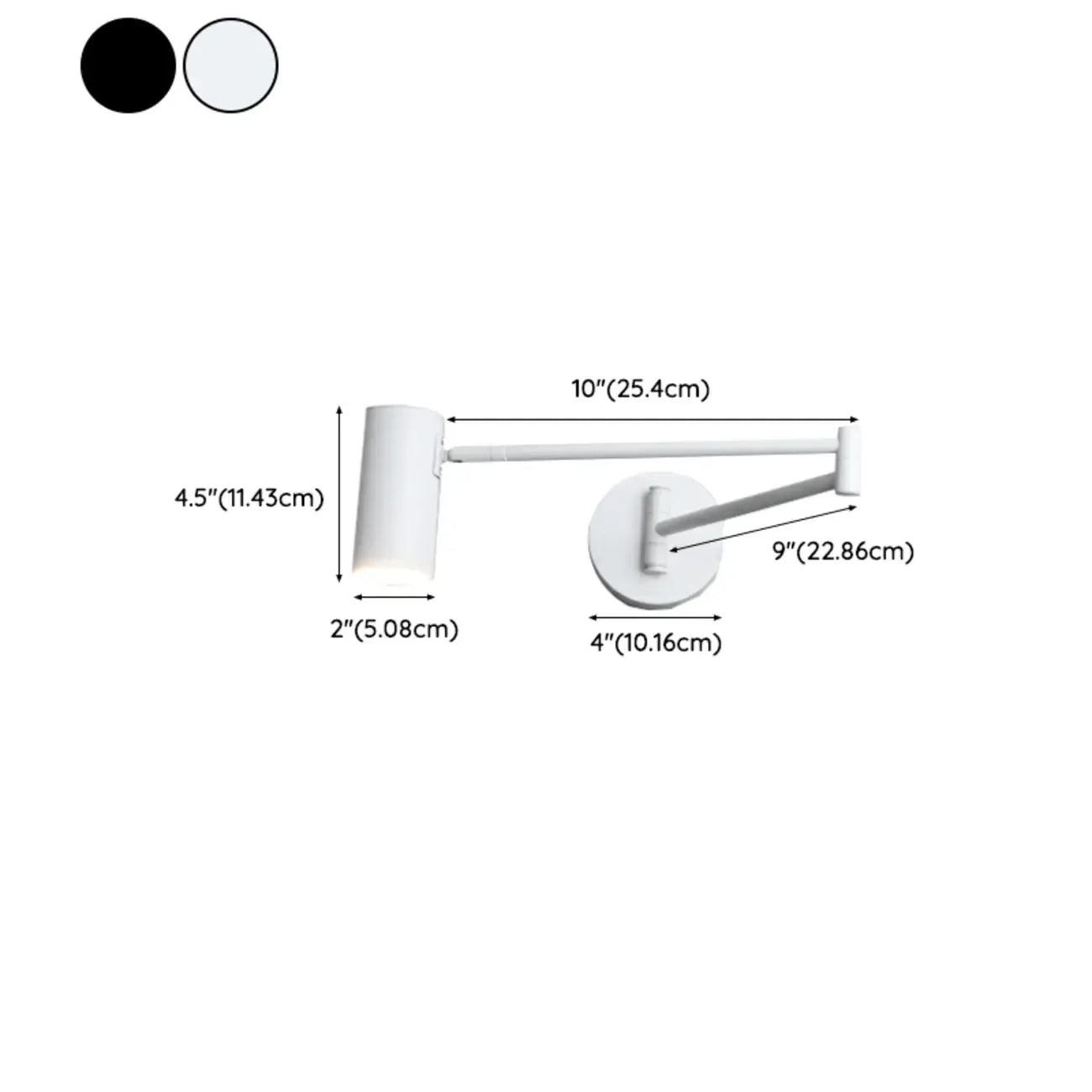 Applique murale minimaliste cylindrique en métal à bras articulé